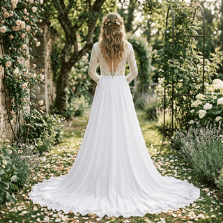 Flowy Chiffon Boho Wedding Dress - Diva Melody