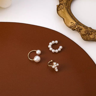 French Pearl Ear Bone Clip Fake Piercing Retro Ear Clips On Earrings - Diva Melody