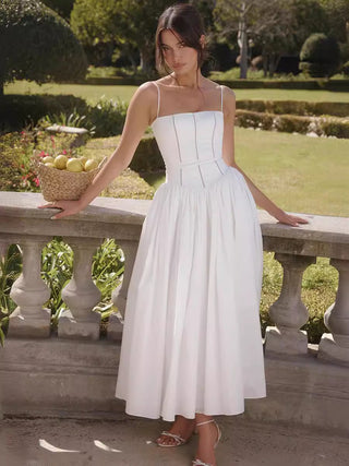 French-Style Spaghetti Strap Knee-Length Dress - Diva Melody