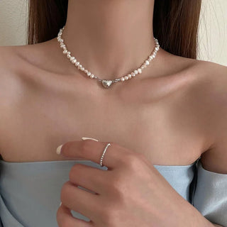 Freshwater Pearls Trendy Heart Choker Necklaces Bridal Engagement Neck Jewelry Birthday Gift - Diva Melody