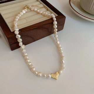 Freshwater Pearls Trendy Heart Choker Necklaces Bridal Engagement Neck Jewelry Birthday Gift - Diva Melody