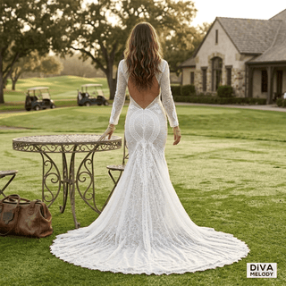 Front Slit Lace Wedding Dress - Diva Melody
