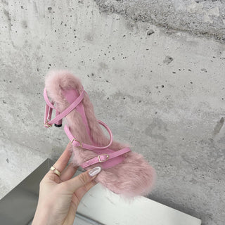 Fur Fuzzy Lace - Up Heels - Diva Melody