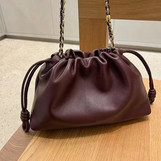 Genuine Leather Drawstring Crossbody Bag - Diva Melody