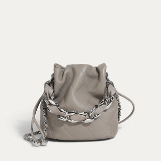 Genuine Leather Quilted Drawstring Bag - Diva Melody