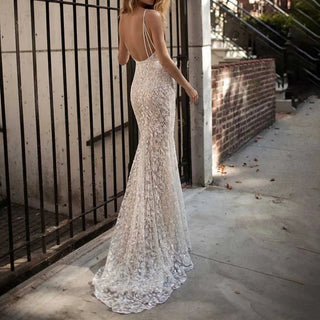 Glitter Beaded Mermaid Wedding Dress - Diva Melody