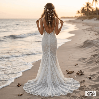 Glitter Beaded Mermaid Wedding Dress - Diva Melody