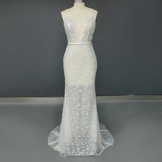 Glitter Beaded Mermaid Wedding Dress - Diva Melody