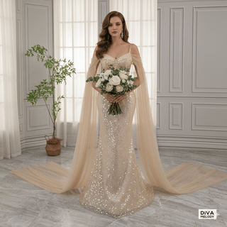 Glitter Tulle Mermaid Wedding Dress - Diva Melody