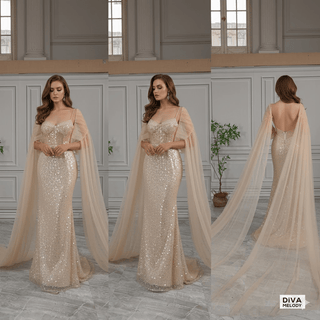 Glitter Tulle Mermaid Wedding Dress - Diva Melody