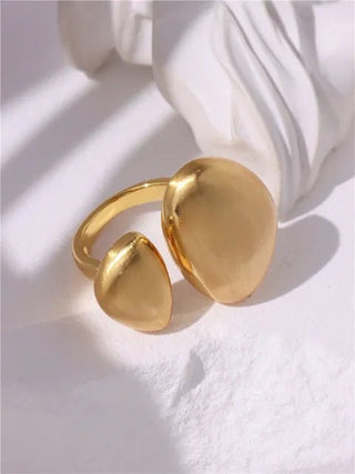 Glossy Wide Version Exaggerated Metal Adjustable Rings - Diva Melody