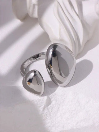 Glossy Wide Version Exaggerated Metal Adjustable Rings - Diva Melody