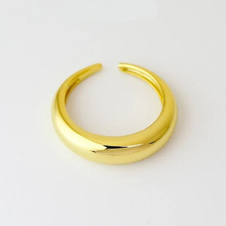 Glossy Wide Version Exaggerated Metal Adjustable Rings - Diva Melody