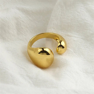 Glossy Wide Version Exaggerated Metal Adjustable Rings - Diva Melody