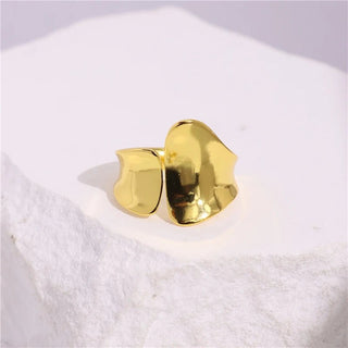 Glossy Wide Version Exaggerated Metal Adjustable Rings - Diva Melody