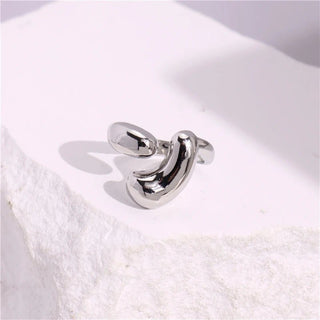 Glossy Wide Version Exaggerated Metal Adjustable Rings - Diva Melody