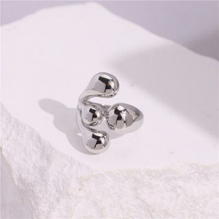 Glossy Wide Version Exaggerated Metal Adjustable Rings - Diva Melody