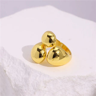 Glossy Wide Version Exaggerated Metal Adjustable Rings - Diva Melody