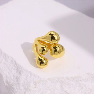 Glossy Wide Version Exaggerated Metal Adjustable Rings - Diva Melody