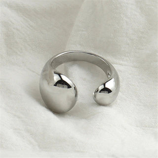 Glossy Wide Version Exaggerated Metal Adjustable Rings - Diva Melody