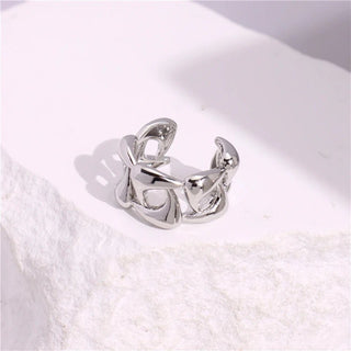 Glossy Wide Version Exaggerated Metal Adjustable Rings - Diva Melody