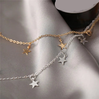 Gold Color Chain Tassel Star Boho Chocker Necklace - Diva Melody