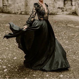 Gothic Black Butterfly Garden Wedding Dress - Diva Melody