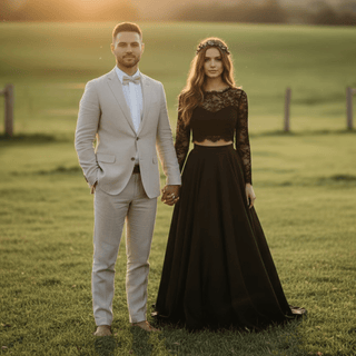 Gothic Black Butterfly Garden Wedding Dress - Diva Melody