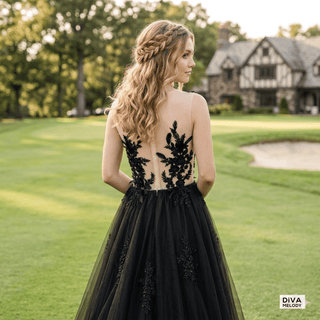 Gothic Black Feather Wedding Dress - Diva Melody