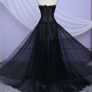 Gothic Black Long Wedding Dress - Diva Melody