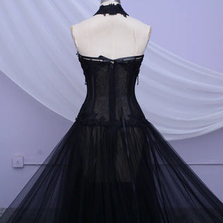 Gothic Black Long Wedding Dress - Diva Melody