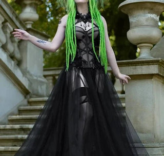 Gothic Black Long Wedding Dress - Diva Melody