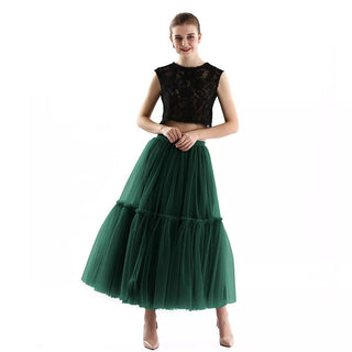 Gothic Pleated Maxi Long Tulle Skirts - Diva Melody