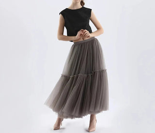 Gothic Pleated Maxi Long Tulle Skirts - Diva Melody