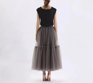 Gothic Pleated Maxi Long Tulle Skirts - Diva Melody