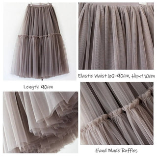 Gothic Pleated Maxi Long Tulle Skirts - Diva Melody