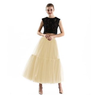 Gothic Pleated Maxi Long Tulle Skirts - Diva Melody