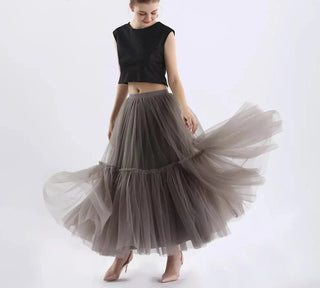 Gothic Pleated Maxi Long Tulle Skirts - Diva Melody