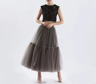 Gothic Pleated Maxi Long Tulle Skirts - Diva Melody