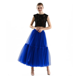 Gothic Pleated Maxi Long Tulle Skirts - Diva Melody