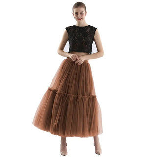 Gothic Pleated Maxi Long Tulle Skirts - Diva Melody