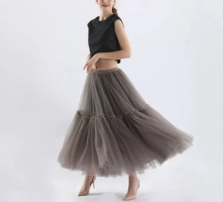 Gothic Pleated Maxi Long Tulle Skirts - Diva Melody