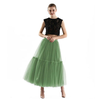 Gothic Pleated Maxi Long Tulle Skirts - Diva Melody