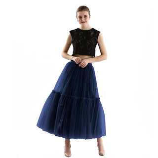 Gothic Pleated Maxi Long Tulle Skirts - Diva Melody