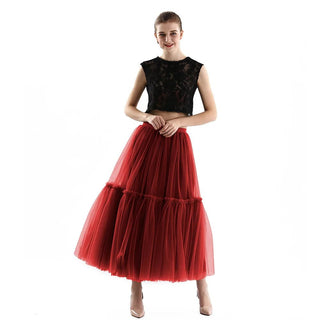 Gothic Pleated Maxi Long Tulle Skirts - Diva Melody