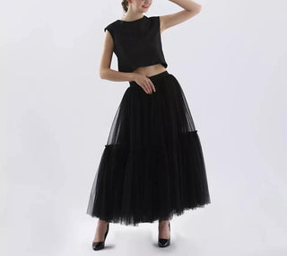 Gothic Pleated Maxi Long Tulle Skirts - Diva Melody