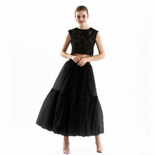 Gothic Pleated Maxi Long Tulle Skirts - Diva Melody