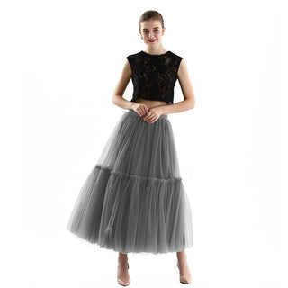 Gothic Pleated Maxi Long Tulle Skirts - Diva Melody