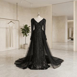 Gothic Sequin Mermaid Wedding Dress - Diva Melody