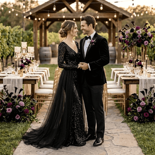 Gothic Sequin Mermaid Wedding Dress - Diva Melody